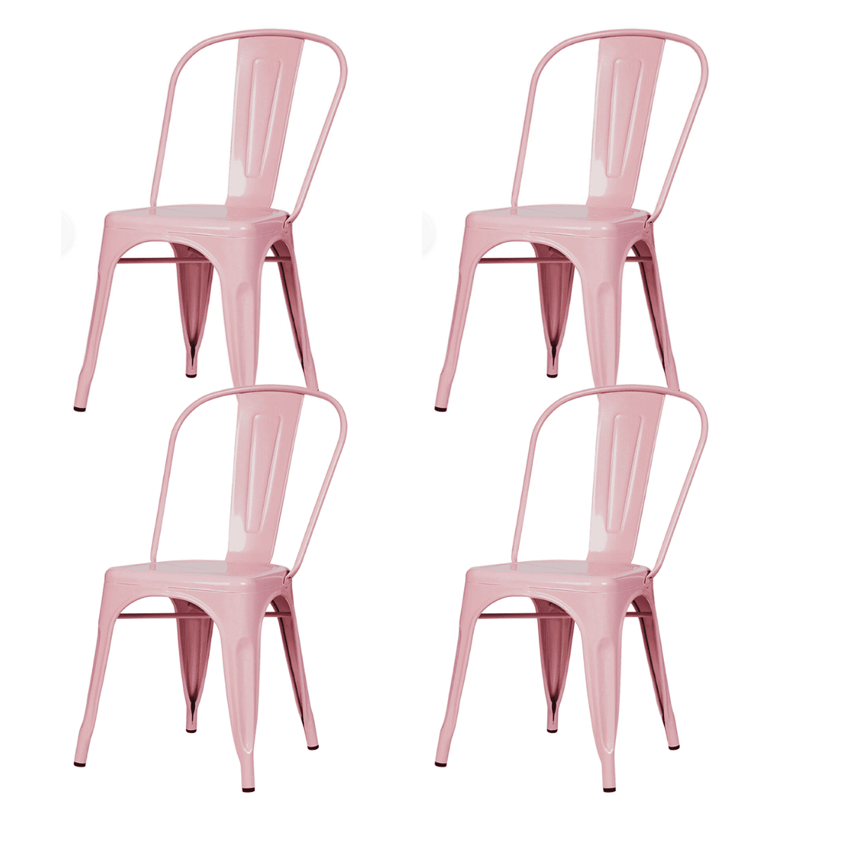 Habita2 Chile - Pack 4 Sillas Tolix Metalica Resistente Para Exterior - Rosado