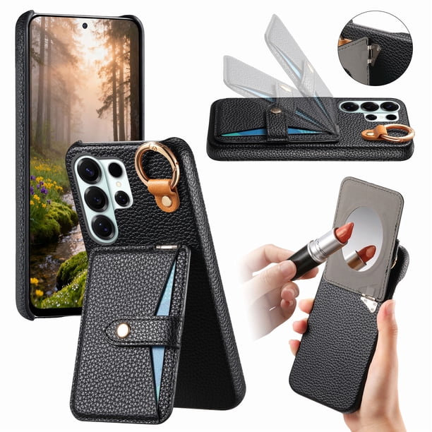 Funda FOXDOCK para Samsung Galaxy S26 Ultra Soporte múltiple, diseño con anillo, función billetera y protección avanzada-negro