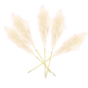 Magideal - Decoración De Ramas De Hierba Artificial , 5 Tallos, 27 Pulgadas, Simulación De Flores Secas, Decoración De Habitación, Ramo Para Jarrón, Boda, D , Beige