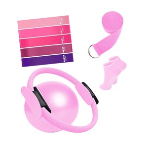 Ioensy - 9 Anillos De Pilates Para Fitness Para Mujeres, Bandas De Resistencia Para Principiantes, Piernas Y Brazos, Color Rosa