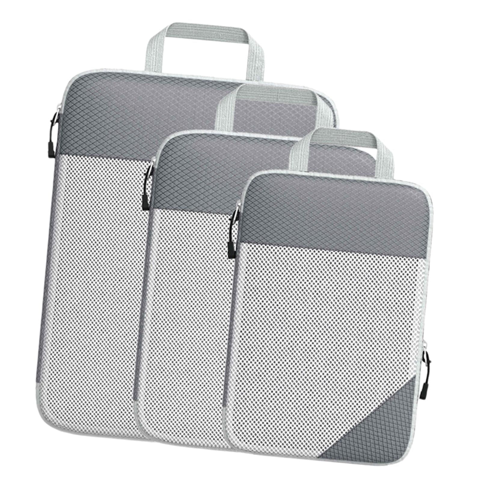 Magideal - Cubos De Embalaje De Compresión Organizador De Equipaje Portátil De 3 Piezas Que Ensancha La Correa De Mano Ligero Y Fácil De Identificar Para Mujeres Gris