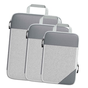 Magideal - Cubos De Embalaje De Compresión Organizador De Equipaje Portátil De 3 Piezas Que Ensancha La Correa De Mano Ligero Y Fácil De Identificar Para Mujeres Gris