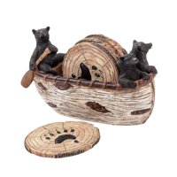 Magideal - Juego De Posavasos De Madera Con Soporte Para Posavasos, Posavasos Decorativos, Decoración Del Hogar, Mantel Individual, Figura De Estatua De Oso Para