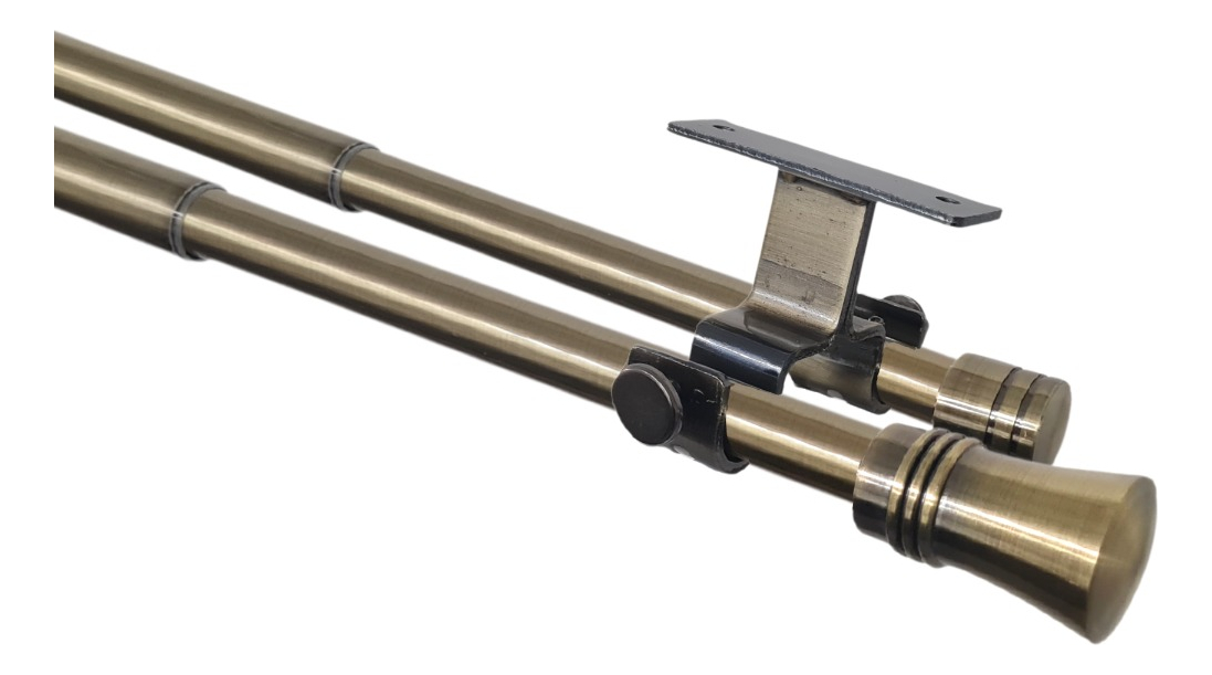 Metalhsa - Set Barras Para Cortina Doble 16/19 Mm Extensible 120-210 Cm A Techo Bronce Cónico