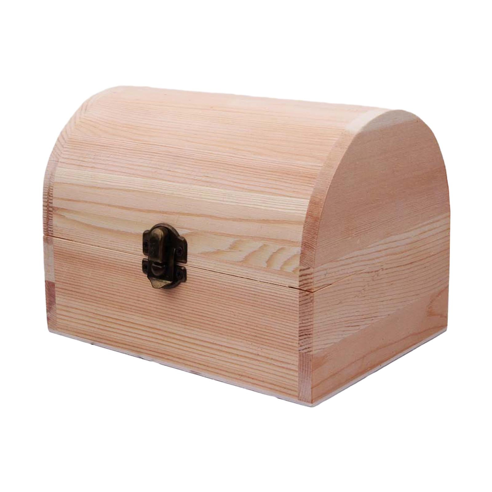 Magideal - Joyero Organizador Caja De Madera Sin Acabado Para Manualidades Con Tapa Cerradura Portátil Y Almacenamiento Decorativo Adecuada Para Regalo Y Uso Per 16cmx12cmx115cm
