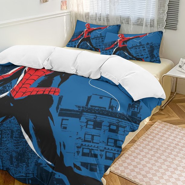 Spider-Man Bedding Comforter Sets 3-Piece Bedding Set Soft Warm Bed Set for Bedroom All Season