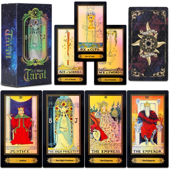 Cartas de tarot Smoostart 78 holográficas con guía en inglés