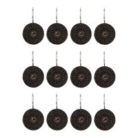 Magideal - 12 Ganchos Para Cortina De Ducha, Decoración De Baño, Fácil De Usar, Práctico Gancho Para Barra De Ducha De Baño, Anillos De Cortina De Ducha Livianos Negro