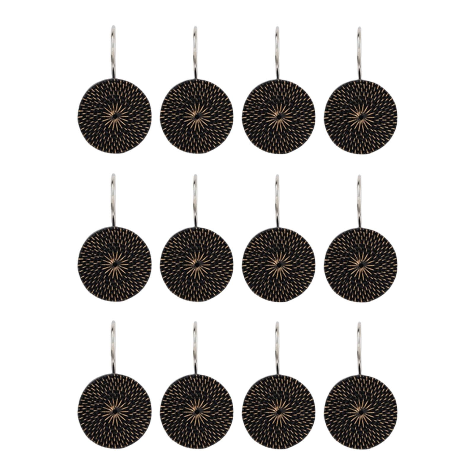 Magideal - 12 Ganchos Para Cortina De Ducha, Decoración De Baño, Fácil De Usar, Práctico Gancho Para Barra De Ducha De Baño, Anillos De Cortina De Ducha Livianos Negro