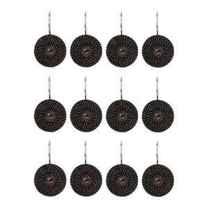 Magideal - 12 Ganchos Para Cortina De Ducha, Decoración De Baño, Fácil De Usar, Práctico Gancho Para Barra De Ducha De Baño, Anillos De Cortina De Ducha Livianos Negro