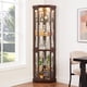 thumbnail image 2 of Corner Glass Cabinet Lighted Curio Cabinet Corner Display Case for Living Room, Curio Cabinet, Antique collection, Wine,Bar Glass Storage Light Included,Dark Cherry, 2 of 3