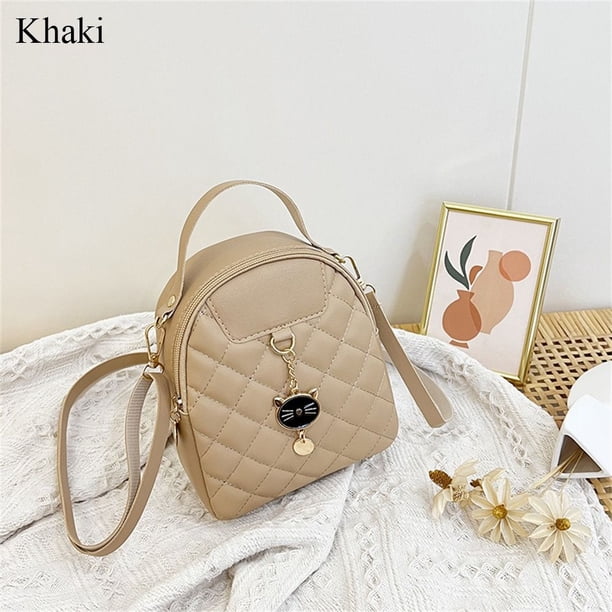 Fashion Grids PU Leather Bag Mini School Bags Casual Rucksack Small Backpack Women Girls Shoulder Bags
