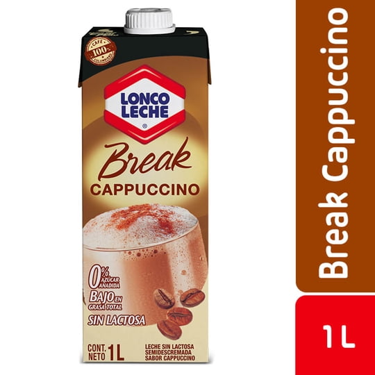 Leche Break Semidescremada Sin Lactosa Sabor Cappuccino Caja 1 L Loncoleche