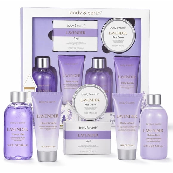 Set de Baño Body Earth Lavender 6 Pzas Spa Regalo