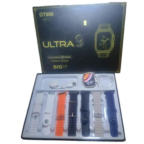Reloj Inteligente Smartwatch DT900 Ultra Negro - 7 CORREAS negro
