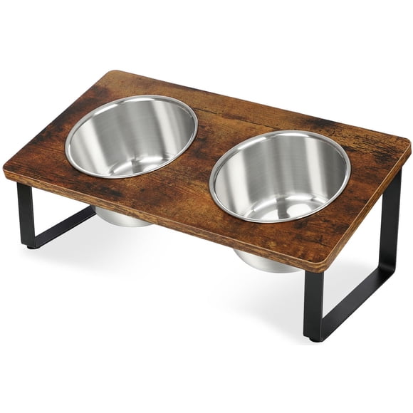 Comedero elevado de madera Kevideawl para perros, altura de 3 cm, 2 x 1200 ml