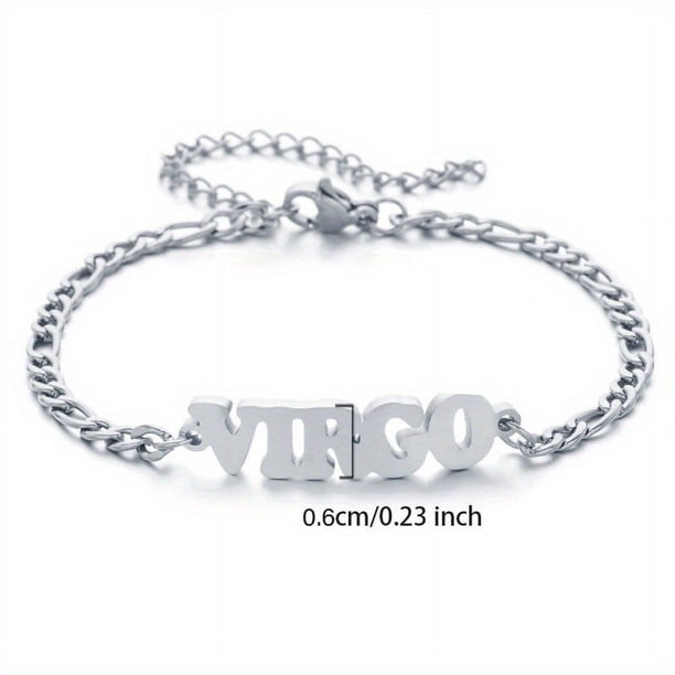 1pc Stainless Steel Fashion New Zodiac Letter Pendant Bracelet Jewelry Gift Birthday Gift