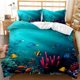 thumbnail image 1 of Blue Ocean Underwater World Fish Shark Quilt Duvet Cover Set 3-Piece Bedding Set, 1 of 4