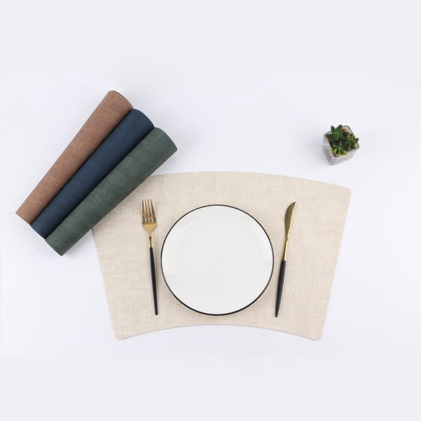 XmhyTop Juego de 4 Manteles Individuales de Piel Sintética, Impermeables, Fáciles de Limpiar, Resistentes al Calor y Antideslizantes para Uso Interior y Exterior, 50*29cm, Estilo D, Beige