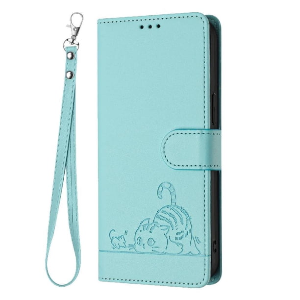 Funda tipo cartera FOXDOCK para TCL 50XE 5G con soporte, ranuras, RFID, diseño de gato