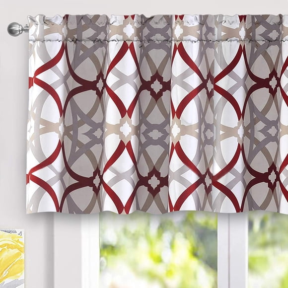 Cortina DriftAway Alexander Valance, 132 x 61 cm, bolsillo para barra, rojo y gris