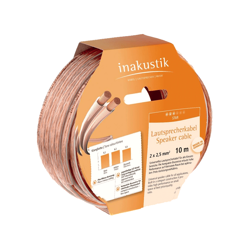 Cable De Parlante Star 2x2,5 Mm Inakustik Rollo 10 Mt