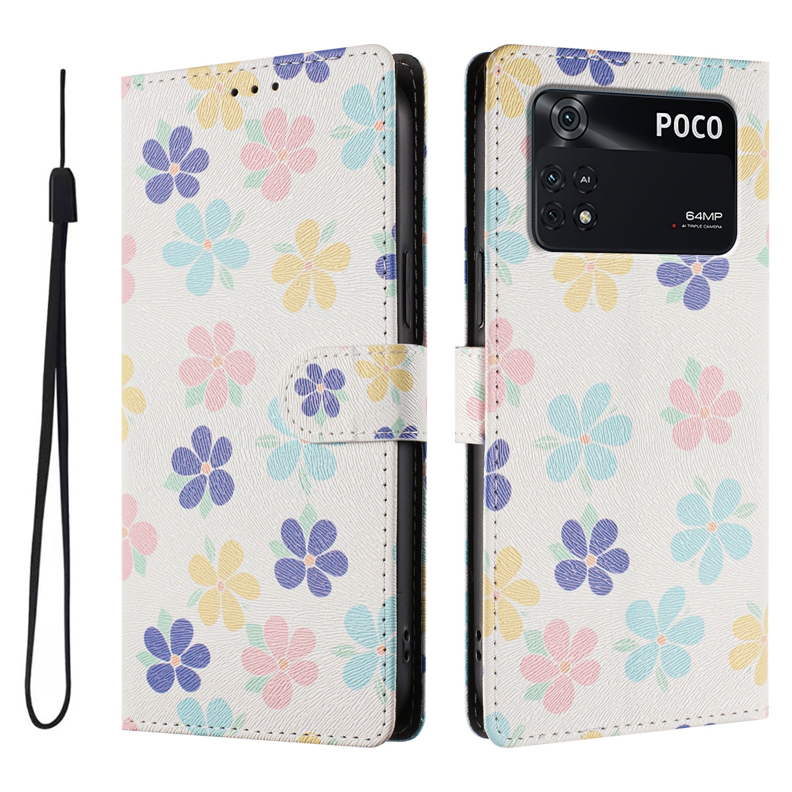 Foxdock Funda Tipo Cartera Para Xiaomi Poco M4 Pro 4G Con Soporte Y Correa – Diseño De Patrones Lindos