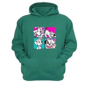 Genérico - Polerón Canguro 101 Perritos Manchas Verde Aguamarina Talla Xs Unisex