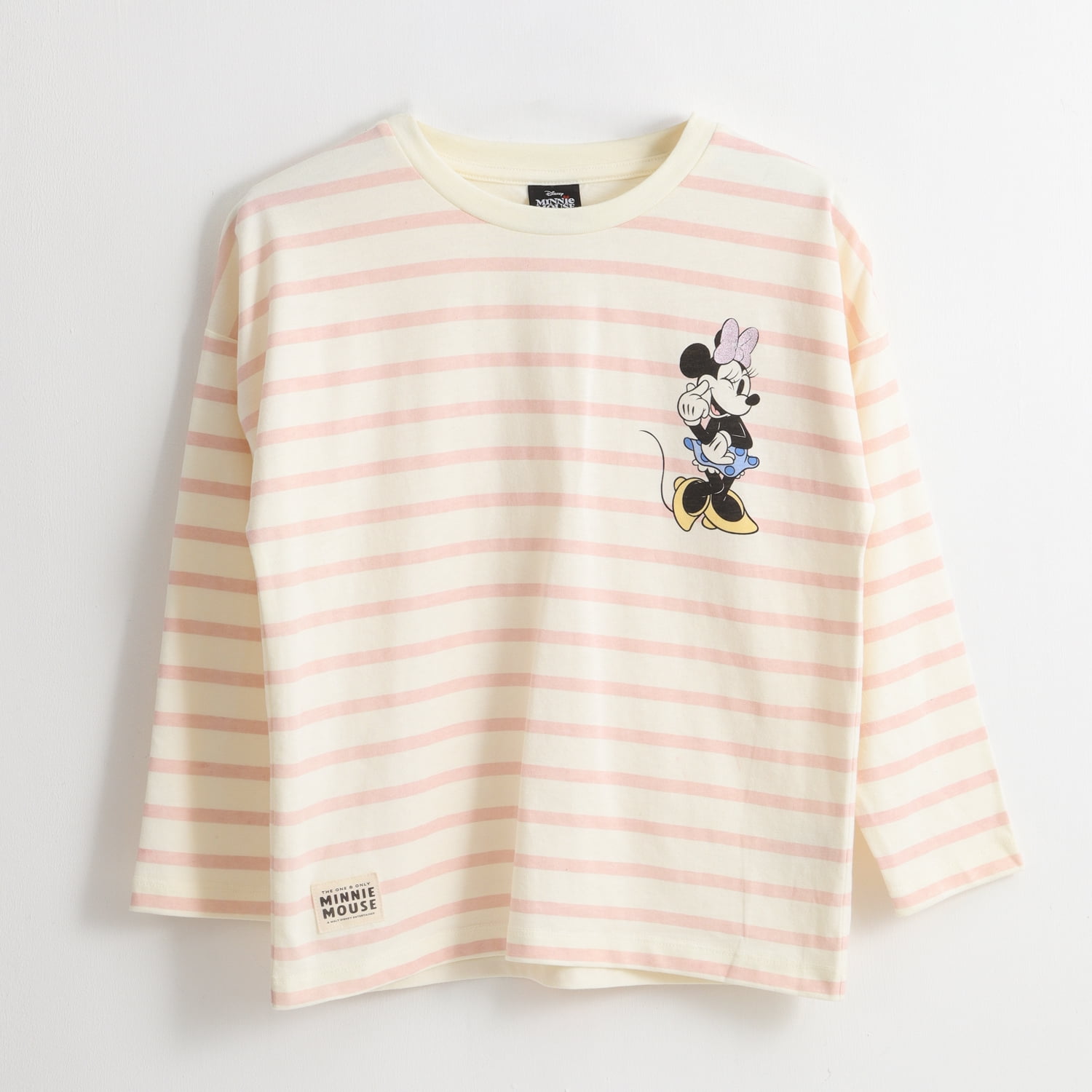 Polera Manga Larga Niña Rayas Minnie Mouse Blanco Disney