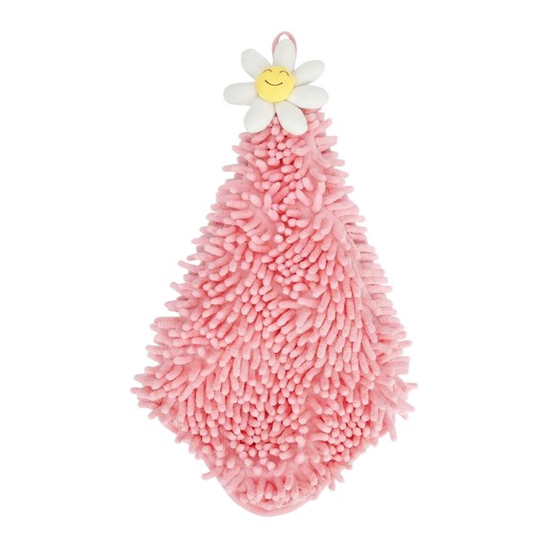 REGALWOVEN Paquete de 2 Toallas de Mano Colgantes de Chenilla con Flores Lindas, Suaves, Absorbentes, de Secado Rápido, Toallas Decorativas para Cocina, Baño Rosa 12" x 12"