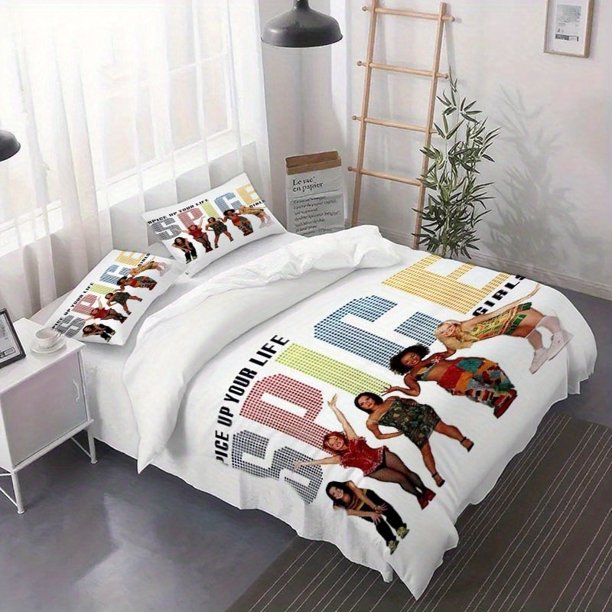Spice Girls Themed 3pcs Printed Duvet Cover Set with Pillowcases Bedding and Decor Cozy Bedding