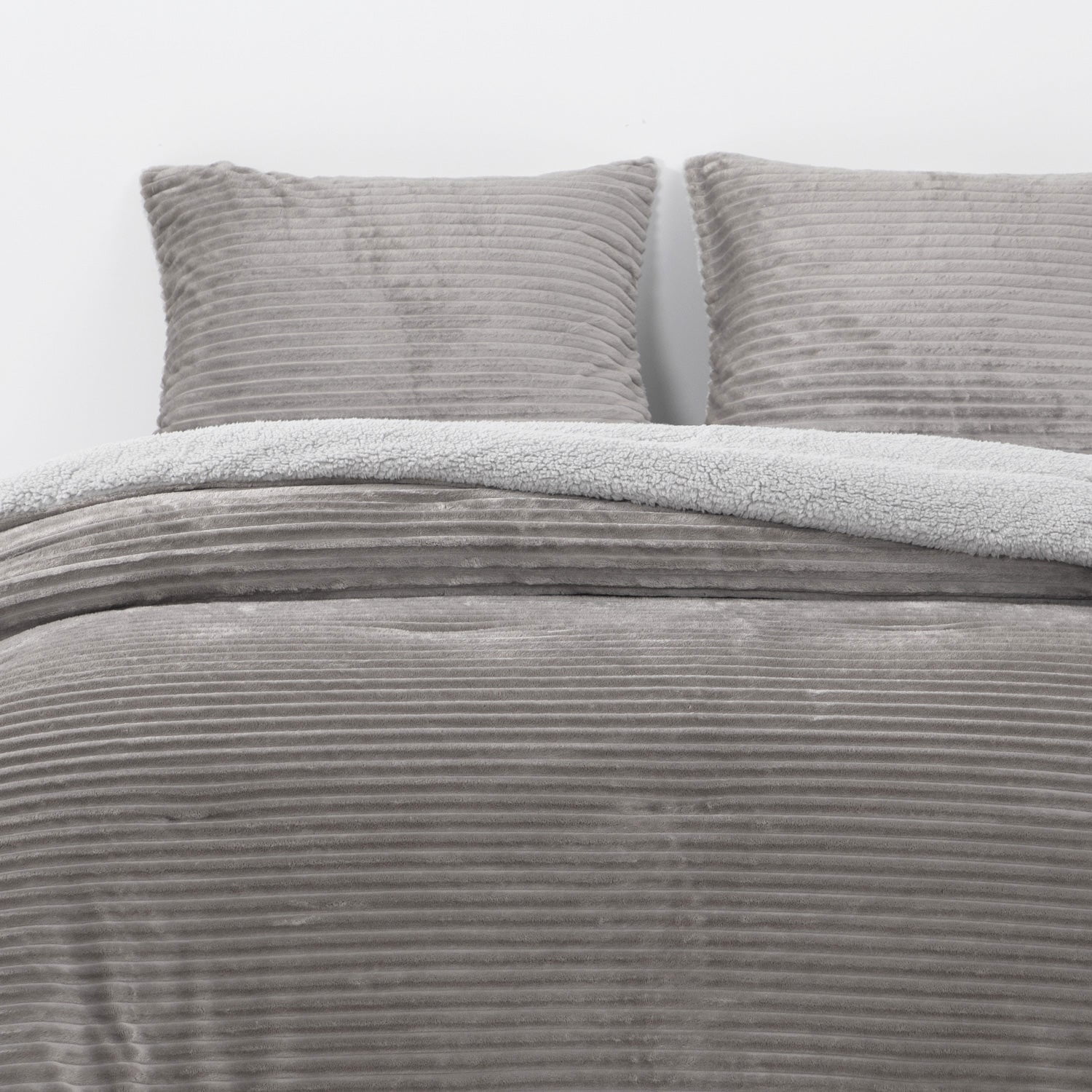 Dib - Cobertor Reversible Sherpa 2 Plazas Cotelón Gris