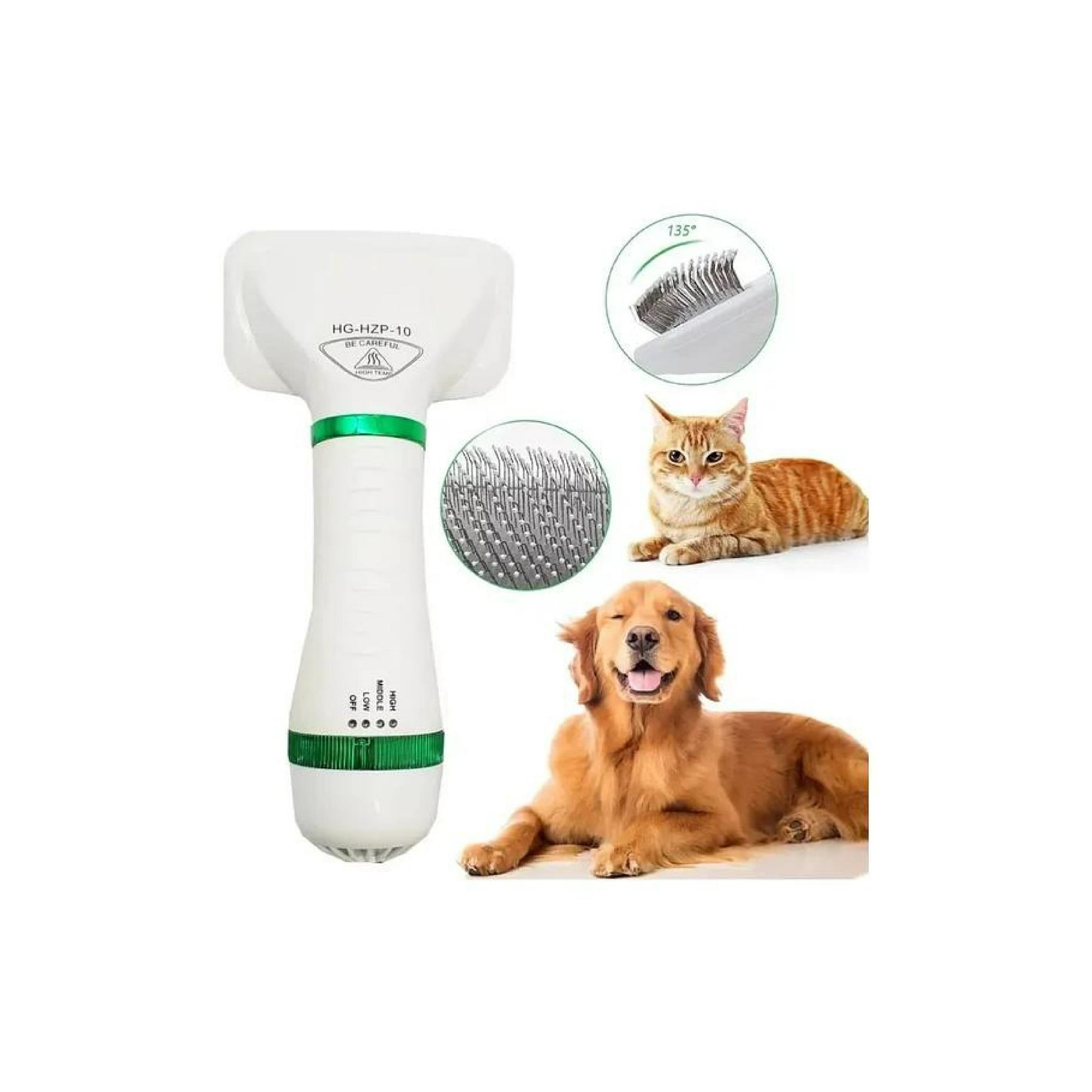 Pet Grooming Dryer - Cepillo Para Mascotas 2 En 1 Gato Perro Peine Secador D/pelo Color Blanco