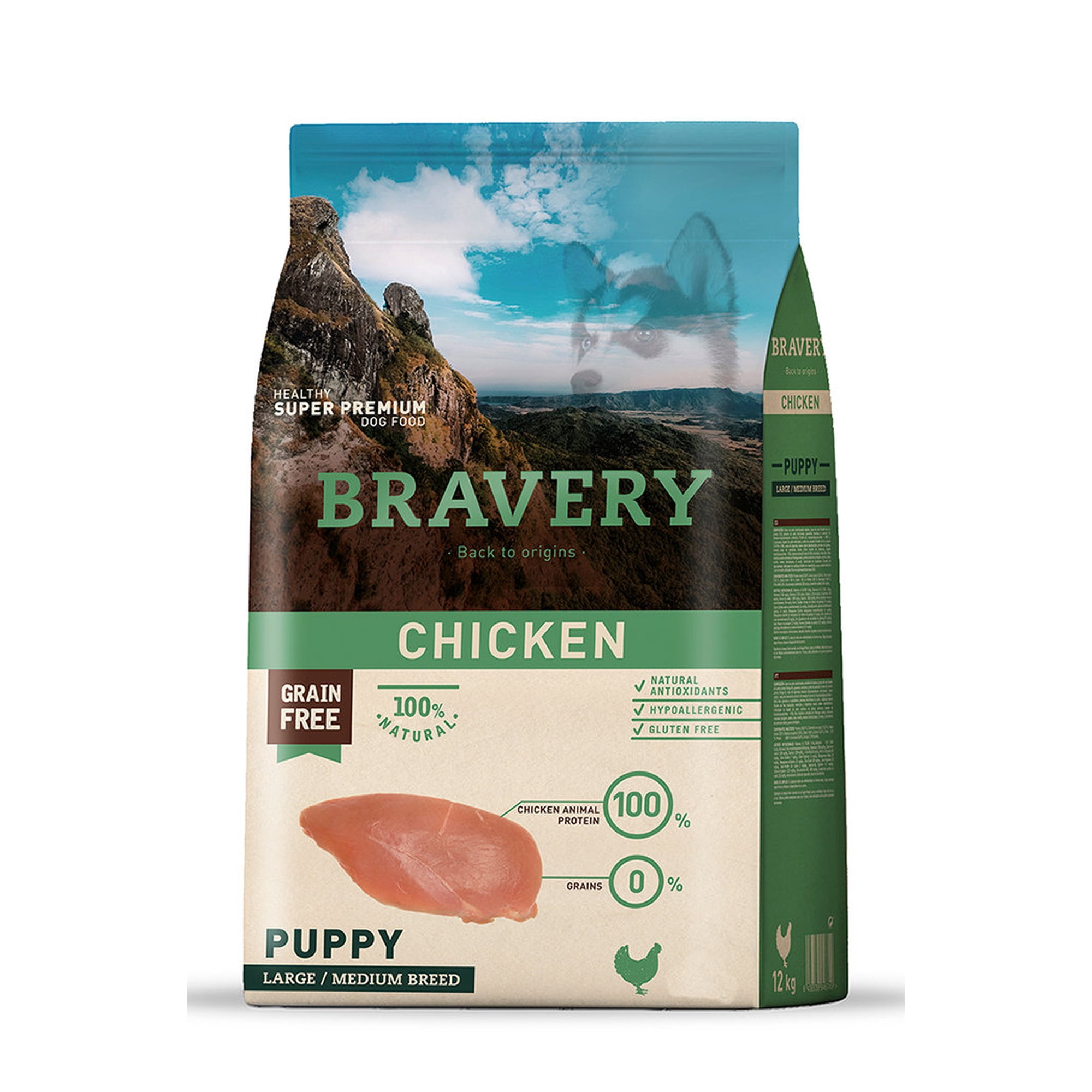 BRAVERY CHICKEN PUPPY LARGE/MEDIUM 12 KG