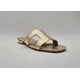 thumbnail image 1 of Sandalia Plana de Cuero Metalizado Dorado Claro, 1 of 2