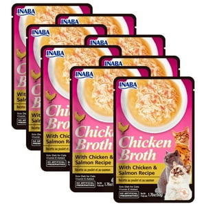 Inaba Ciao - Inaba Churu Broth Snack Gato Con Pollo Salmon- Pack 8 Sobres