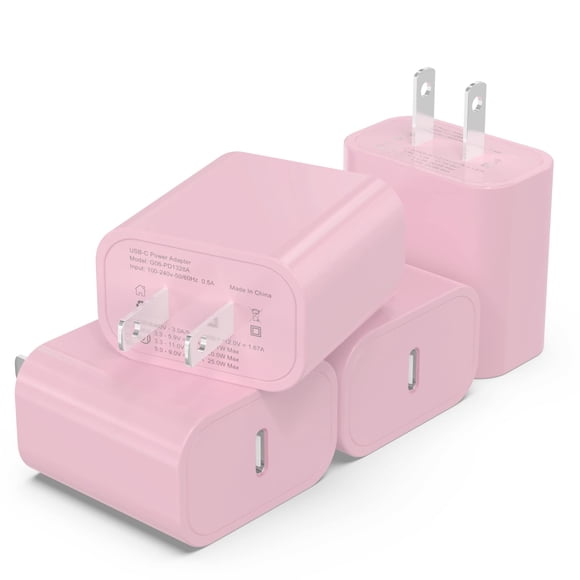 Cargador USB‑C iGENJUN 20W (4 unidades) rosa bebé