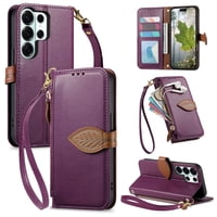 Foxdock Funda Tipo Cartera Para Samsung Galaxy S26 Ultra, Con Ranuras Para Tarjetas, Soporte Y Cremallera-Púrpura