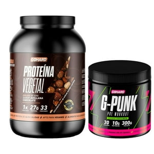 Gohard - Proteina Vegetal 33 Serv. 1Kg Avellana Chocolate & Pre Entrenamiento G-Punk 30 Serv