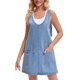 thumbnail image 1 of INSPIRE CHIC Vestido de Mujer Regreso a Clases Peto de Mezclilla Holgado Casual Sin Mangas Mini Vestidos Azul Cielo S, 1 of 6