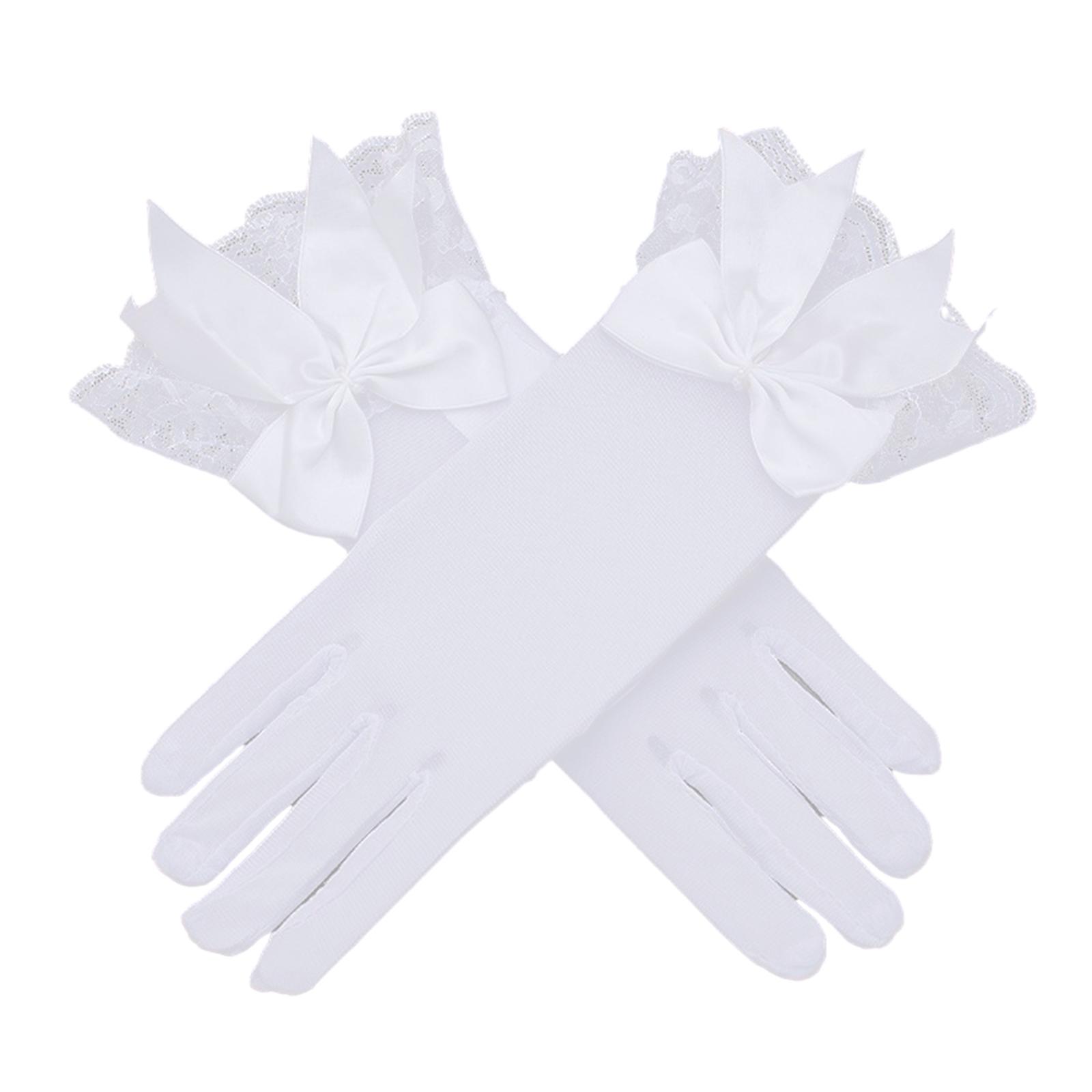 Magideal - Guantes De Encaje Para Mujer, Guantes De Disfraces, Multifunción, Elegante Lazo, Decoración, Guantes De Novia Para Cena Festiva, Fiesta, Cosplay, , Blanco
