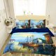 thumbnail image 1 of Boat Oil Painting Quilt Duvet Cover Set Double Soft Bed Linen Kids3-Piece Bedding Set, 1 of 5