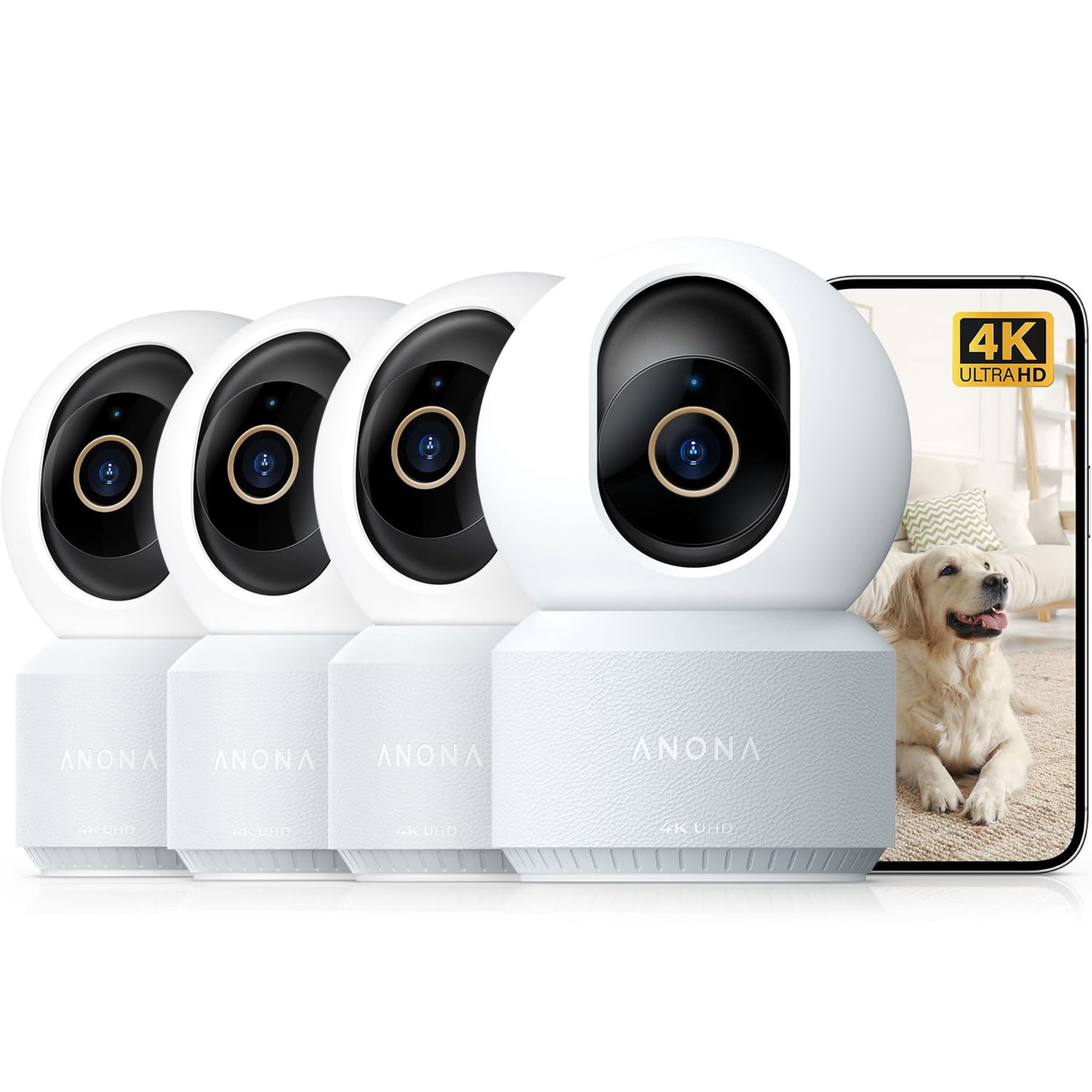 Cámara Interior Anona 4k Uhd Con Giro E Inclinación De 360°, 2.4g/5g Wi-fi 6
