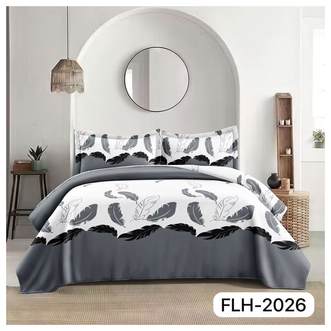 Genérico - Cubrecama Quilt Verano 2 Plazas - Gris Blanco Plumas Flh2026