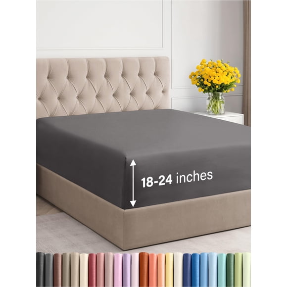 Sábana bajera ajustable CGK Unlimited Hotel Luxury King gris oscuro