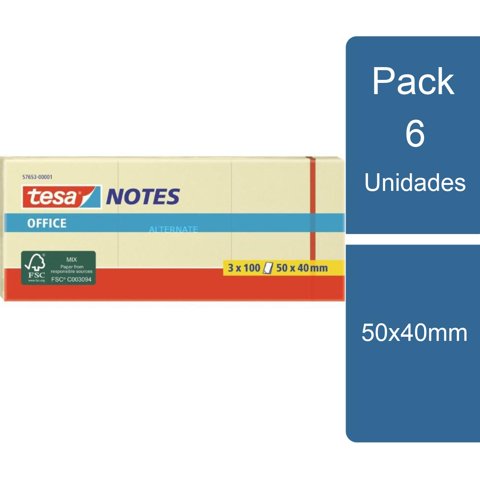 Tesa - Pack 6X3 Notas Adhesivas 50X40Mm