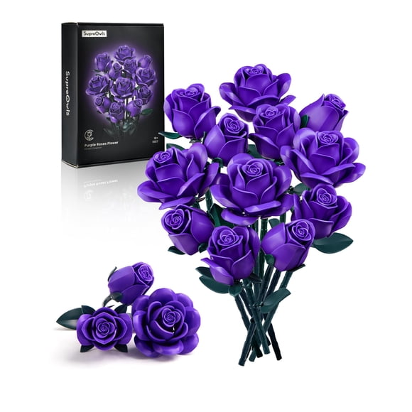 Set de construcción de ramos de flores iAtom Purple Rose con flores de Lego