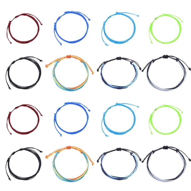 16 pulseras de playa de verano, pulsera de tobillo de cuerda trenzada ajustable para mujeres y niñas, joyería para el verano