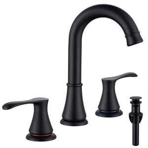 Grifo De Baño Wipphs Con Caño Giratorio De 360°, 2 Manijas, 20 Cm, Negro Mate