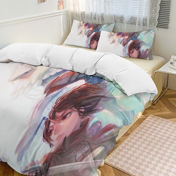 Attack On Titan Quilt Set Thicken Soft 3 Pieces Bedding Set All Season Duvet Cove with 2 Pillowcases for Adult Women Girls Teens Home Room Decor
